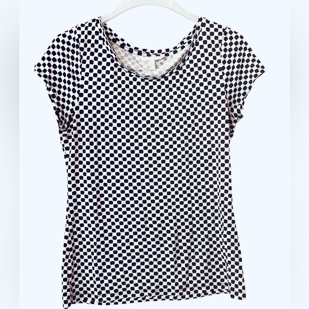 Banana Republic Black & White Polka Dot Scoop Neck Tee - Picture 2 of 5